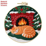 Cat Embroidery DIY Kit – Handmade Fabric Art Material Package for Creative Needlework & Cute Home Décor Projects