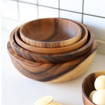 Natural Wooden Kitchen Bowl – Fruit & Salad Bowl with Wooden Utensils for Home & Restaurant | Eco-Friendly Dining | Decor Ynt