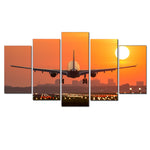 Airplane Sunset Takeoff HD Canvas – Modern Aviation Wall Art, Travel-Inspired Home Decor, Pilot Gift & Office Decoration