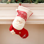Large Red & White Knitted Christmas Stocking – Santa Fireplace Decor & Holiday Gift Bag | Xmas Decoration | Decor Ynt