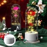 2-in-1 Rose LED Night Light & Bluetooth Speaker – Romantic Glass Dome Ornament, Valentine’s Day Gift & Home Decor | Decor Ynt
