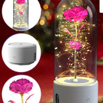 2-in-1 Rose LED Night Light & Bluetooth Speaker – Romantic Glass Dome Ornament, Valentine’s Day Gift & Home Decor | Decor Ynt