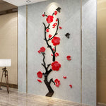 Plum Blossom Wall Stickers – Elegant Porch & Living Room Decoration, Removable Flower Mural for Home Decor