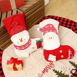 Large Red & White Knitted Christmas Stocking – Santa Fireplace Decor & Holiday Gift Bag | Xmas Decoration | Decor Ynt