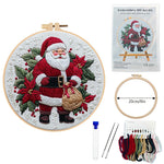 Santa Claus Embroidery Kit – DIY Christmas Stitching Material Package, Handmade Needlework Set for Holiday Decoration & Gifts