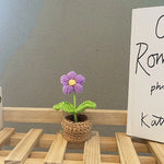 Hand Woven Mini Potted Flowers – Small Artificial Plants in Basket, Cute Home Decor for Desk, Bedroom & Living Room