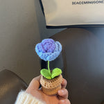 Hand Woven Mini Potted Flowers – Small Artificial Plants in Basket, Cute Home Decor for Desk, Bedroom & Living Room