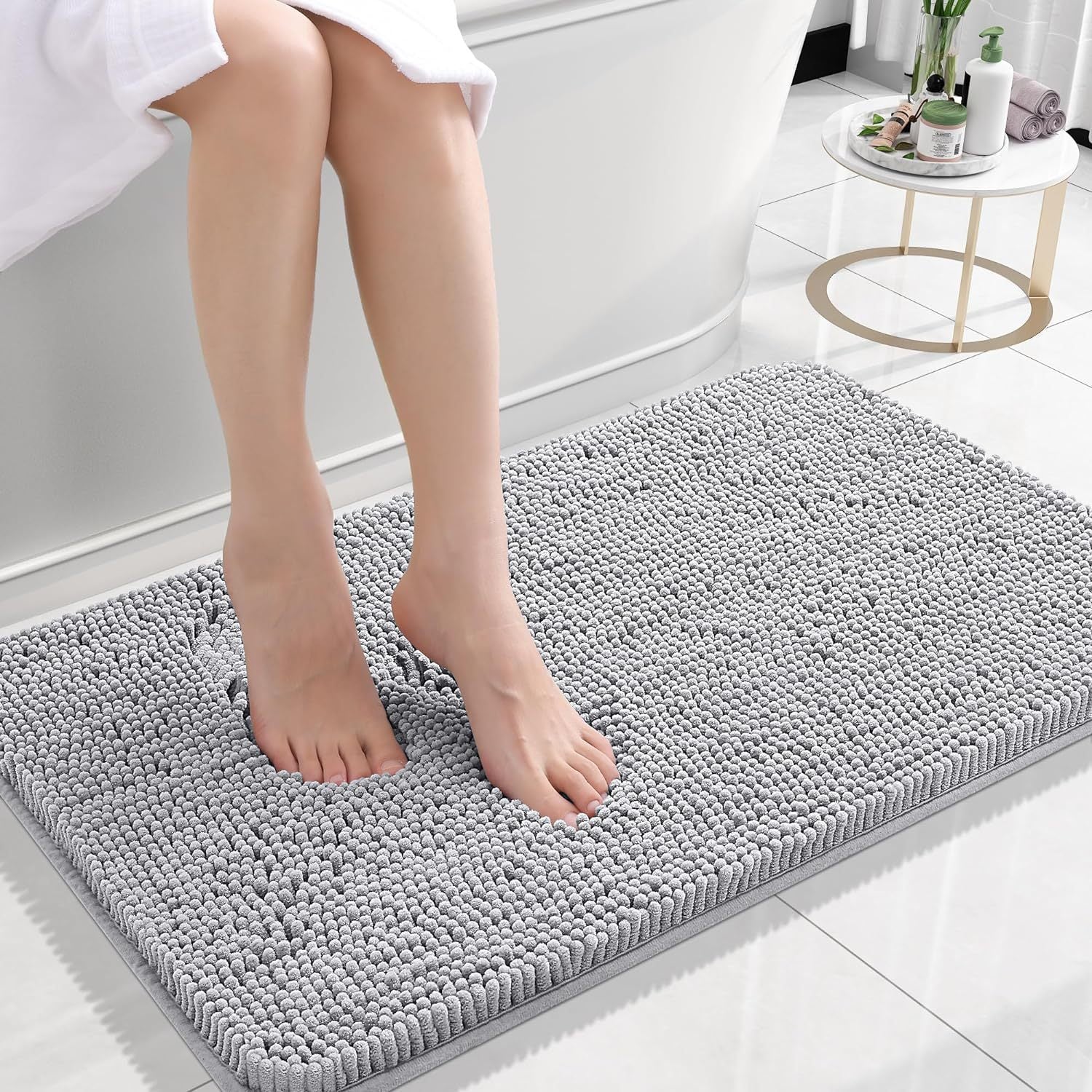 Long Wool Chenille Floor Mat – Absorbent Non-Slip Carpet for Bathroom & Bedroom | Soft Pedal Rug