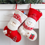 Large Red & White Knitted Christmas Stocking – Santa Fireplace Decor & Holiday Gift Bag | Xmas Decoration | Decor Ynt
