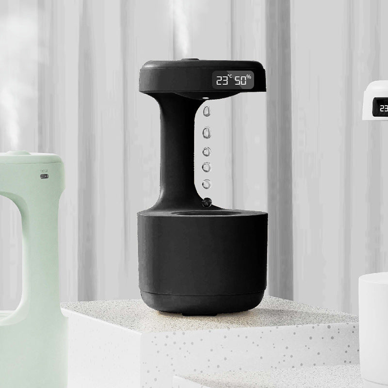 Anti-Gravity Bedroom Humidifier with Clock – Large Capacity Aroma Diffuser & Silent Heavy Fog Sprayer