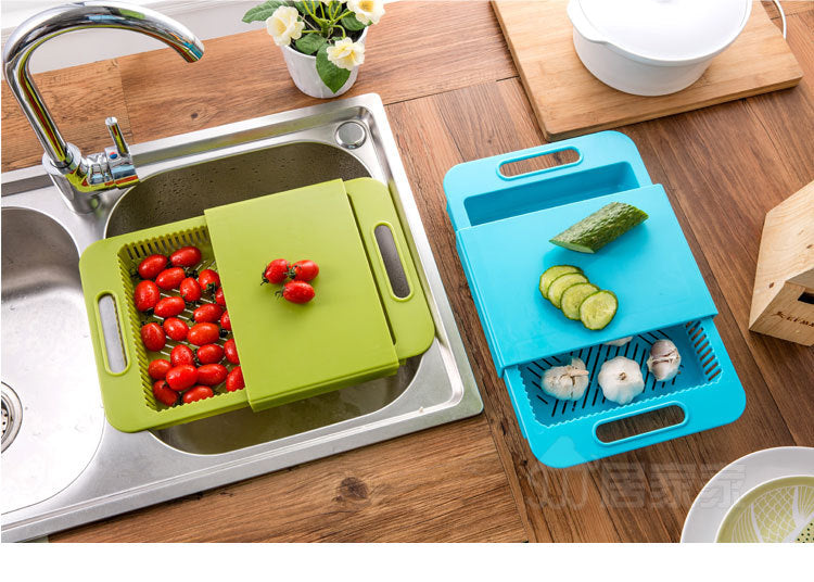 Multifunction Kitchen Chopping Block Set – Cutting Board, Sink Basket & Food Prep Tools | Space-Saving Kitchen Gadget | Decor Ynt