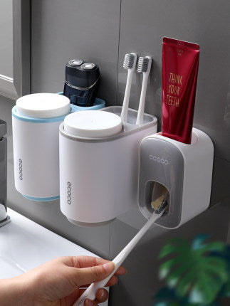 Wall Mounted Automatic Toothpaste Dispenser – Bathroom Accessories Set with Toothbrush Holder