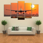 Airplane Sunset Takeoff HD Canvas – Modern Aviation Wall Art, Travel-Inspired Home Decor, Pilot Gift & Office Decoration