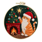 Cat Embroidery DIY Kit – Handmade Fabric Art Material Package for Creative Needlework & Cute Home Décor Projects