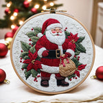 Santa Claus Embroidery Kit – DIY Christmas Stitching Material Package, Handmade Needlework Set for Holiday Decoration & Gifts