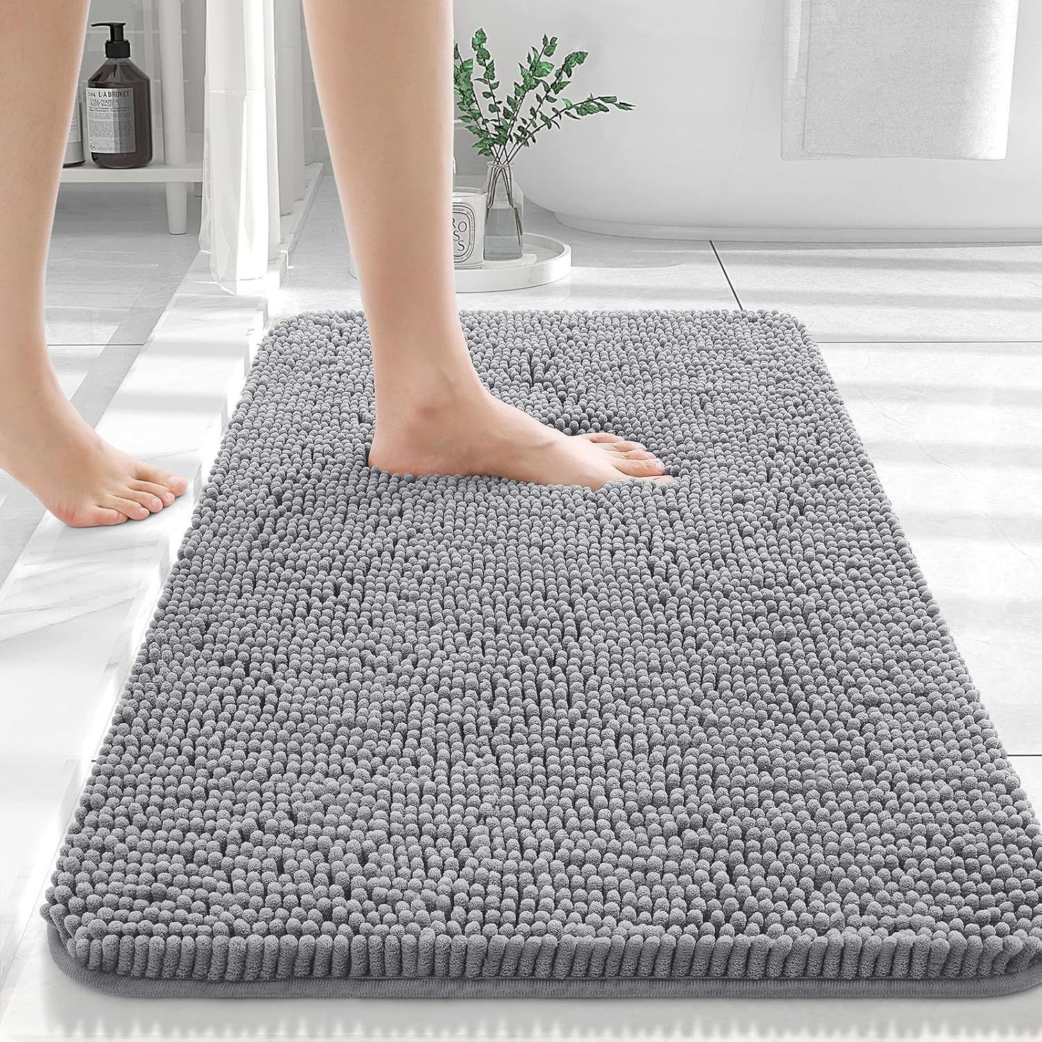 Long Wool Chenille Floor Mat – Absorbent Non-Slip Carpet for Bathroom & Bedroom | Soft Pedal Rug