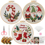 Christmas Embroidery DIY Kit – Handmade Fabric Embroidery Material Package for Holiday Crafts & Festive Home Décor