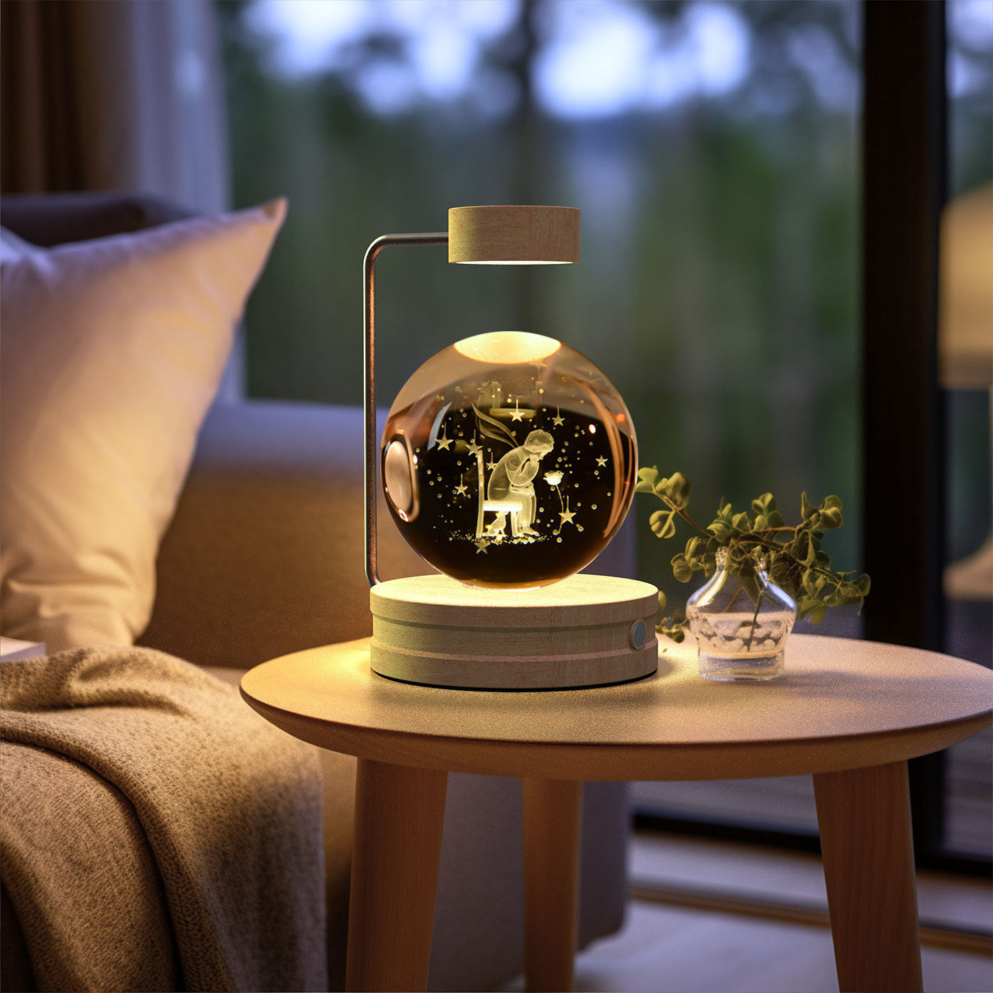 Crystal Ball Dinosaur Night Light – USB Powered Warm LED Bedside Lamp for Kids, Bedroom & Birthday Gift | Decor Ynt