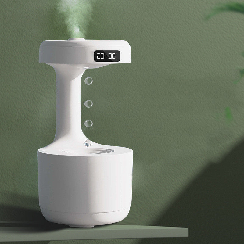 Anti-Gravity Bedroom Humidifier with Clock – Large Capacity Aroma Diffuser & Silent Heavy Fog Sprayer