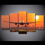Airplane Sunset Takeoff HD Canvas – Modern Aviation Wall Art, Travel-Inspired Home Decor, Pilot Gift & Office Decoration