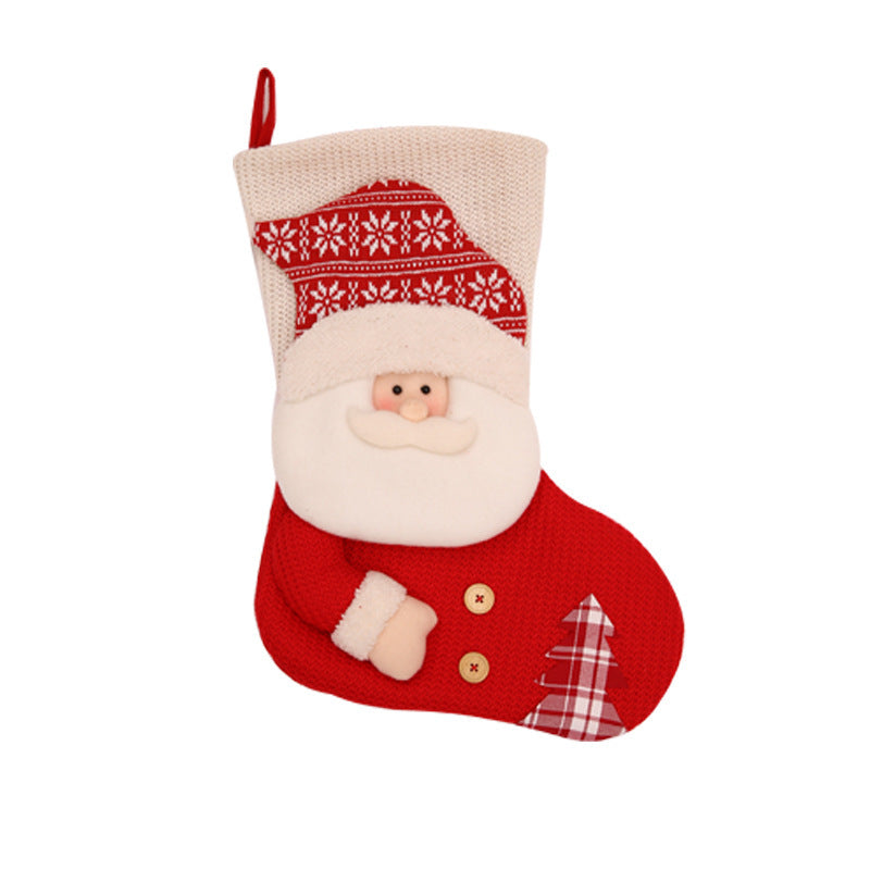 Large Red & White Knitted Christmas Stocking – Santa Fireplace Decor & Holiday Gift Bag | Xmas Decoration | Decor Ynt
