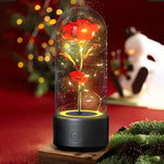 2-in-1 Rose LED Night Light & Bluetooth Speaker – Romantic Glass Dome Ornament, Valentine’s Day Gift & Home Decor | Decor Ynt