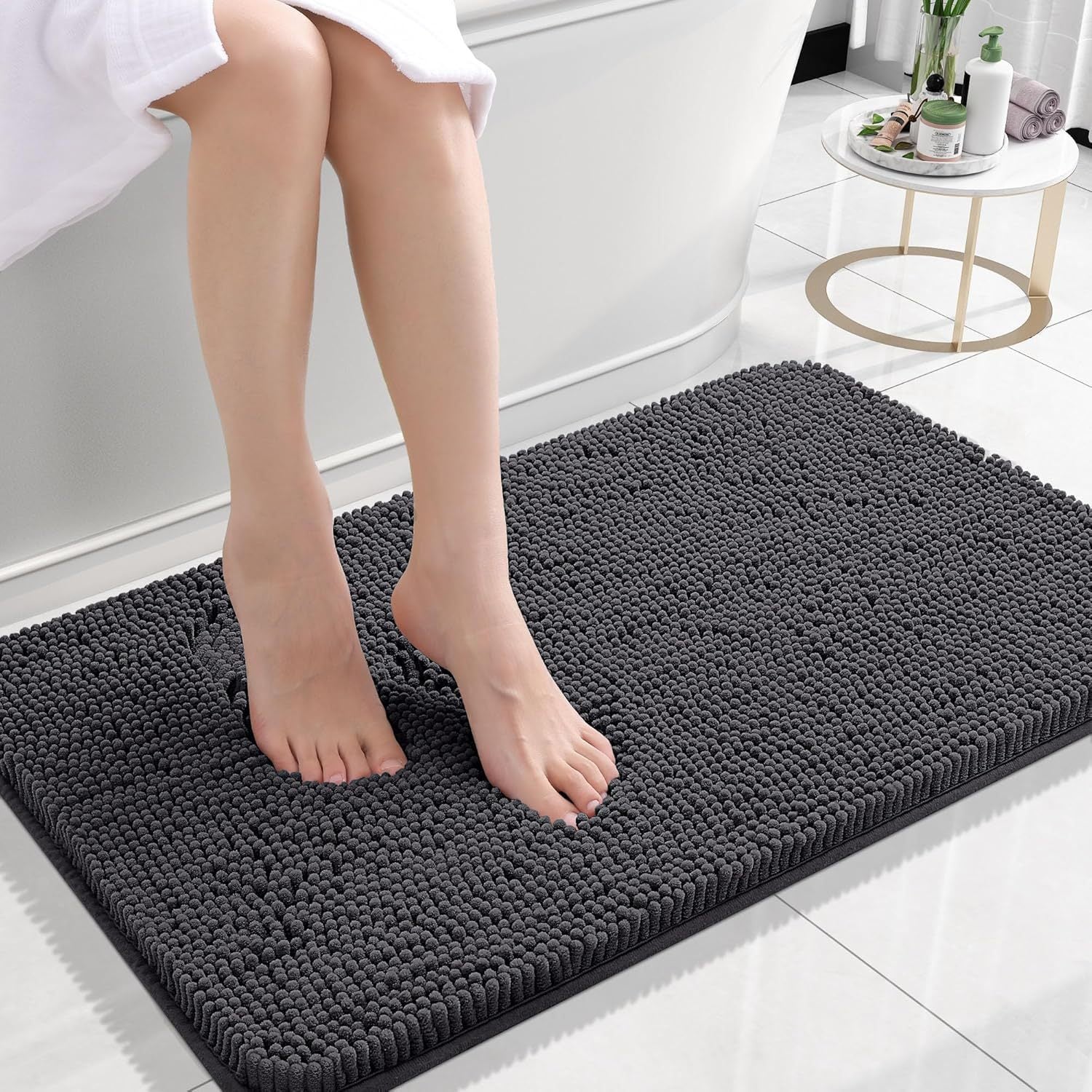 Long Wool Chenille Floor Mat – Absorbent Non-Slip Carpet for Bathroom & Bedroom | Soft Pedal Rug