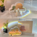 DIY Tulip Night Lamp – Korean Creative Cloud LED Table Light with Decorative Mirror, Handmade Bedroom & Birthday Gift