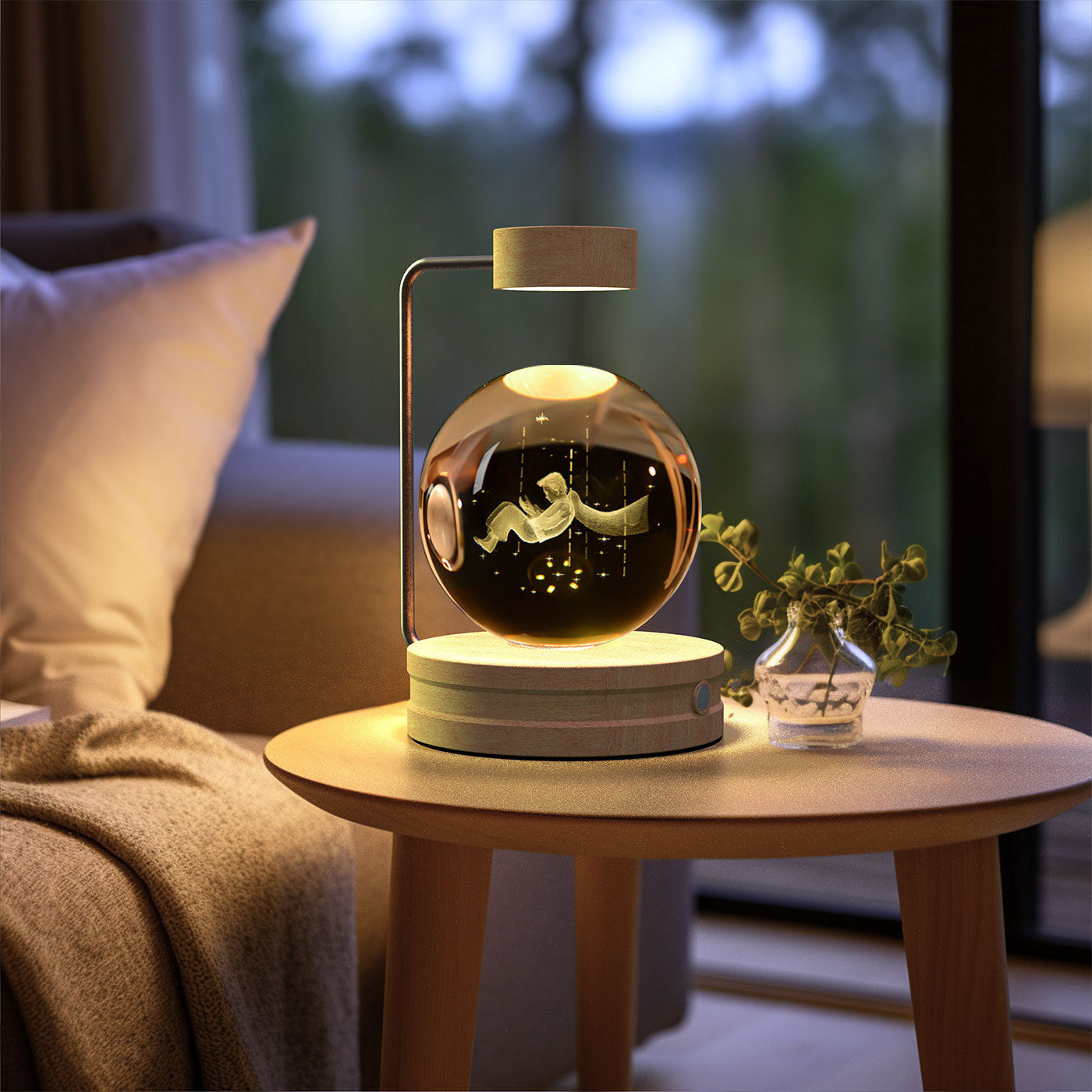Crystal Ball Dinosaur Night Light – USB Powered Warm LED Bedside Lamp for Kids, Bedroom & Birthday Gift | Decor Ynt