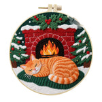 Cat Embroidery DIY Kit – Handmade Fabric Art Material Package for Creative Needlework & Cute Home Décor Projects