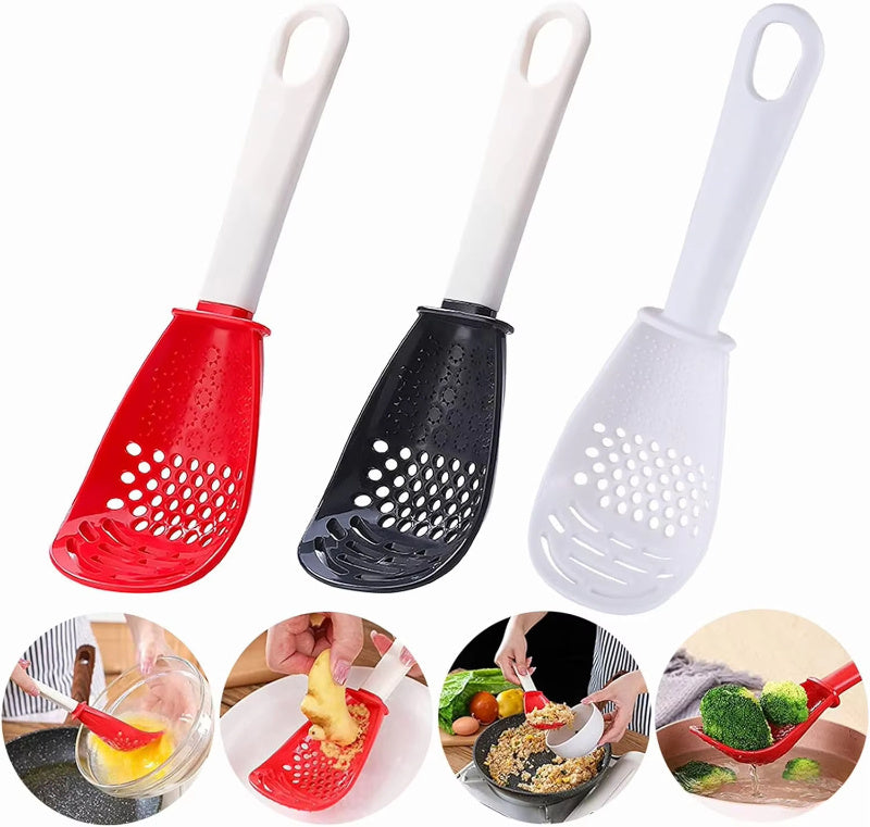 Multifunctional Slotted Cooking Spoon – Masher, Garlic & Ginger Press, Stir-Fry Spatula | Versatile Kitchen Tool | Decor Ynt