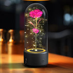 2-in-1 Rose LED Night Light & Bluetooth Speaker – Romantic Glass Dome Ornament, Valentine’s Day Gift & Home Decor | Decor Ynt