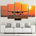 Airplane Sunset Takeoff HD Canvas – Modern Aviation Wall Art, Travel-Inspired Home Decor, Pilot Gift & Office Decoration