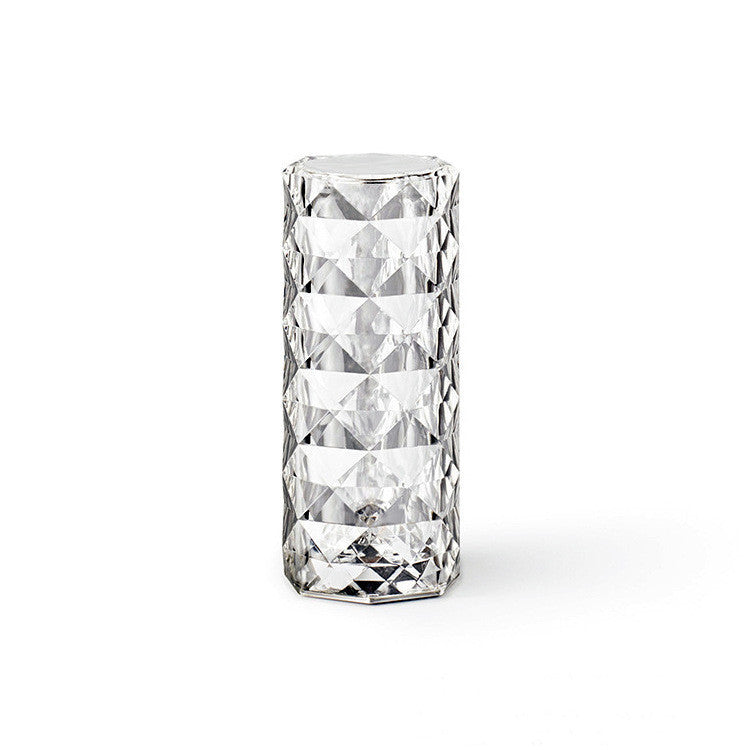 Nordic Crystal Lamp – USB Touch Dimming Diamond Table Light | Rose Projector Bedroom Night Lamp Decor