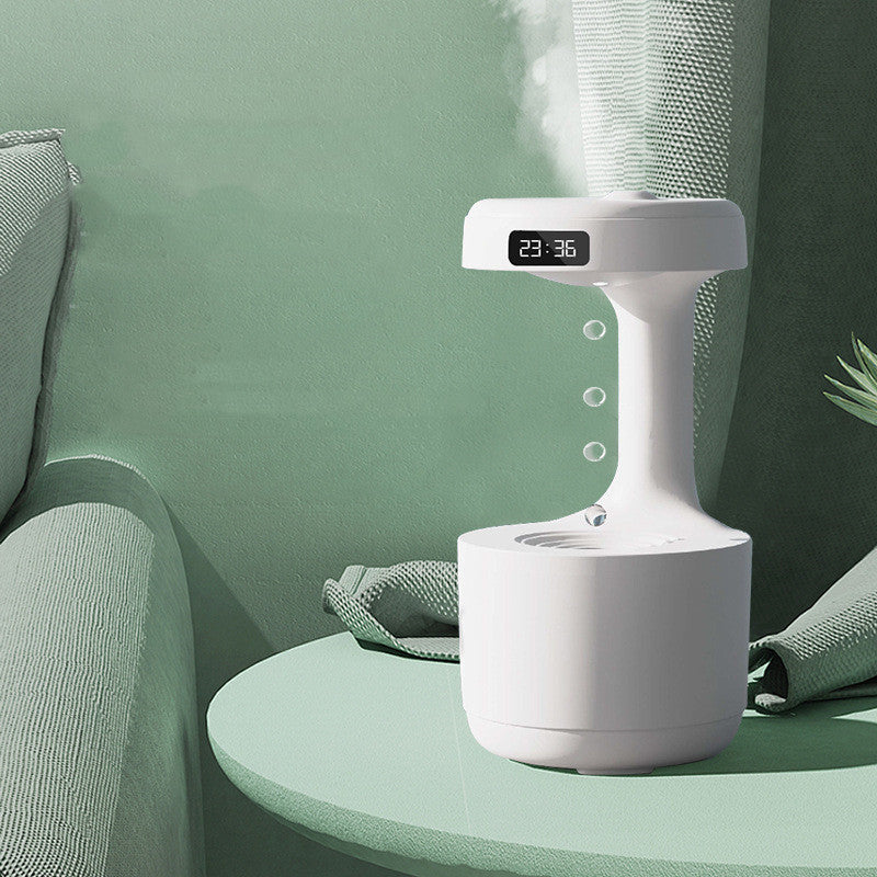 Anti-Gravity Bedroom Humidifier with Clock – Large Capacity Aroma Diffuser & Silent Heavy Fog Sprayer