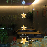 Christmas 3pcs LED Star Lights – Hanging Window Lamps with Suction Hooks, Xmas Tree & Home Decoration for New Year and Holiday Decor