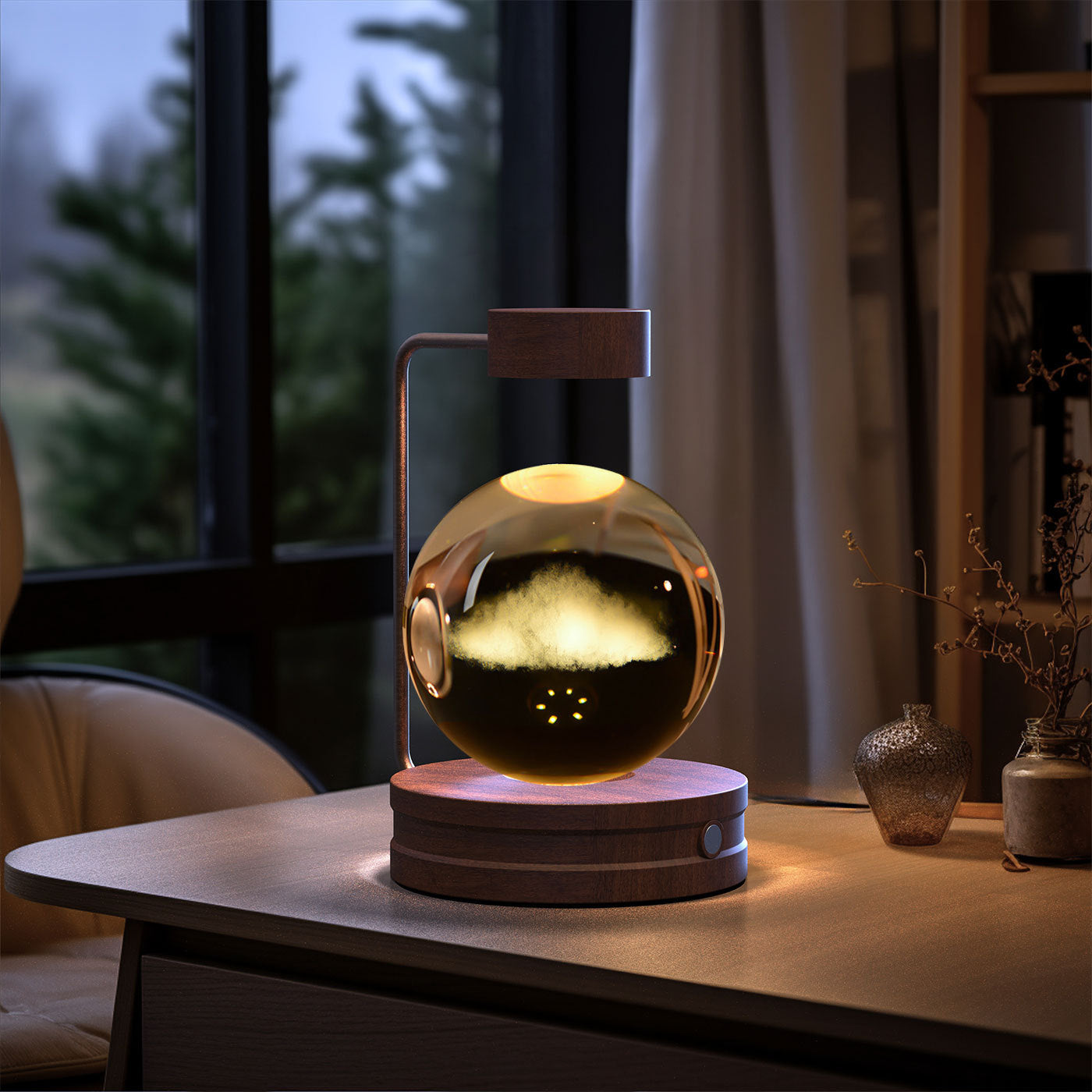 Crystal Ball Dinosaur Night Light – USB Powered Warm LED Bedside Lamp for Kids, Bedroom & Birthday Gift | Decor Ynt