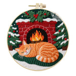 Cat Embroidery DIY Kit – Handmade Fabric Art Material Package for Creative Needlework & Cute Home Décor Projects