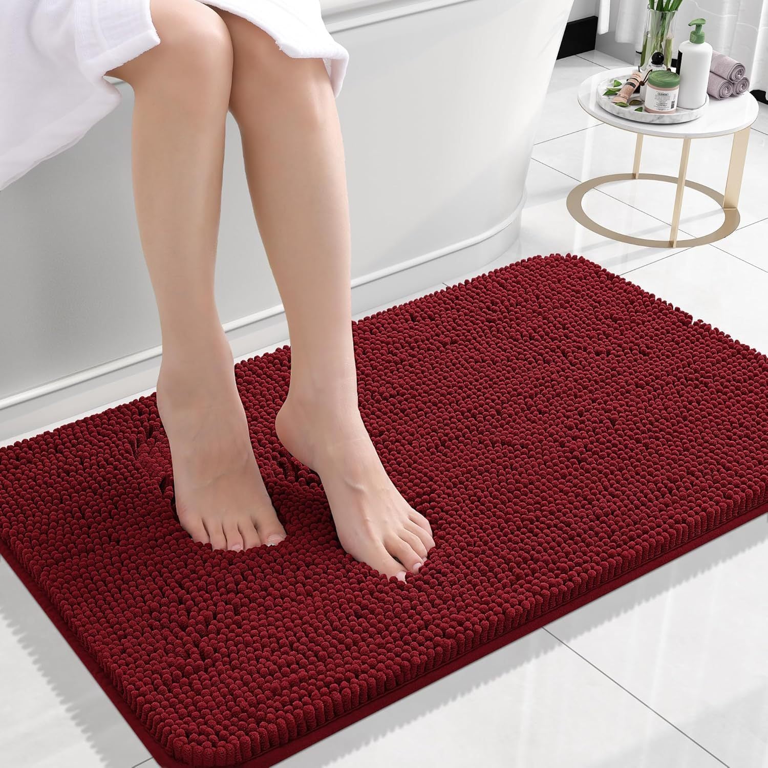 Long Wool Chenille Floor Mat – Absorbent Non-Slip Carpet for Bathroom & Bedroom | Soft Pedal Rug