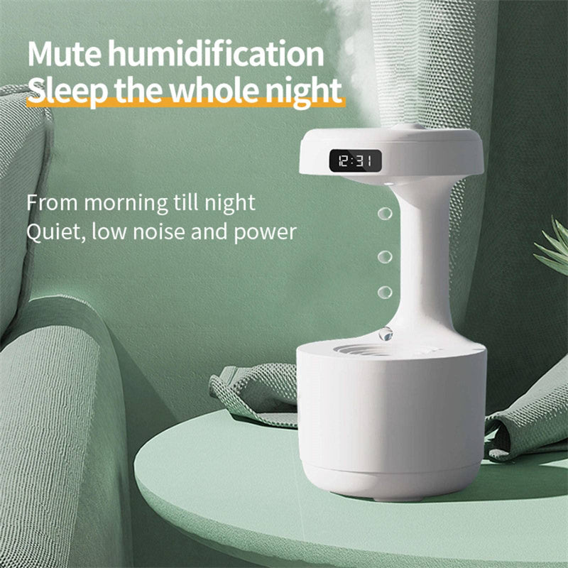 Anti-Gravity Bedroom Humidifier with Clock – Large Capacity Aroma Diffuser & Silent Heavy Fog Sprayer