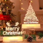Christmas 3D Acrylic LED Night Light – Holiday Decoration, Kids Gift, Valentines & New Year Lamp, Creative Christmas Ornaments