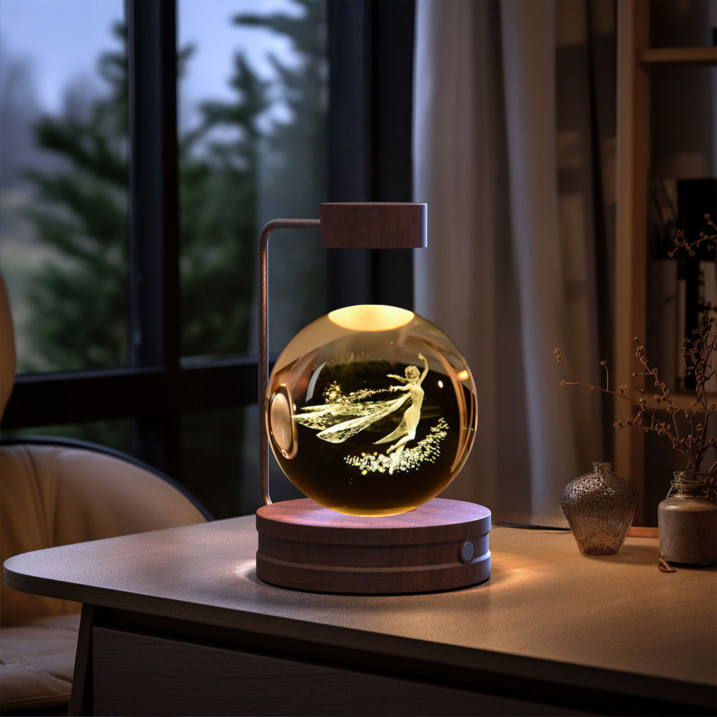 Crystal Ball Dinosaur Night Light – USB Powered Warm LED Bedside Lamp for Kids, Bedroom & Birthday Gift | Decor Ynt