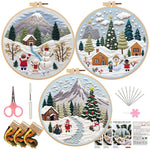 Christmas Embroidery DIY Kit – Handmade Fabric Embroidery Material Package for Holiday Crafts & Festive Home Décor