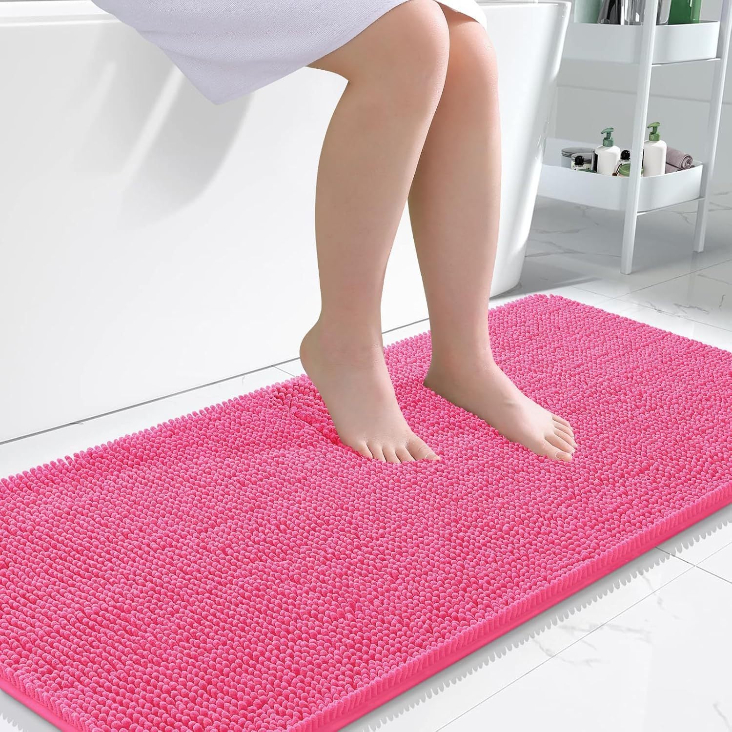 Long Wool Chenille Floor Mat – Absorbent Non-Slip Carpet for Bathroom & Bedroom | Soft Pedal Rug
