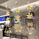 Christmas 3pcs LED Star Lights – Hanging Window Lamps with Suction Hooks, Xmas Tree & Home Decoration for New Year and Holiday Decor