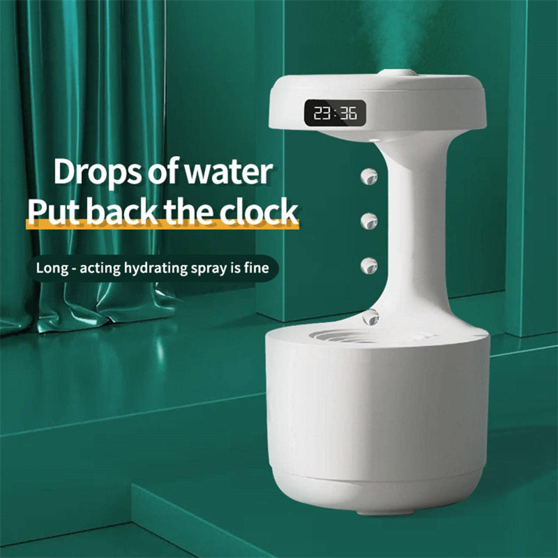 Anti-Gravity Bedroom Humidifier with Clock – Large Capacity Aroma Diffuser & Silent Heavy Fog Sprayer