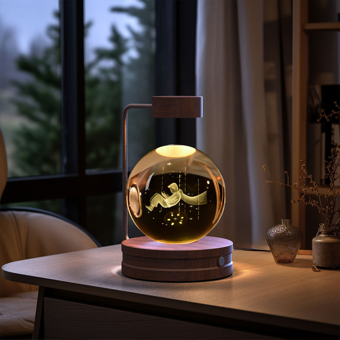 Crystal Ball Dinosaur Night Light – USB Powered Warm LED Bedside Lamp for Kids, Bedroom & Birthday Gift | Decor Ynt