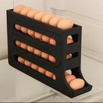 4-Layer Automatic Egg Roller Tray – Sliding Refrigerator Side Door Egg Storage Box, Large Capacity Holder for Kitchen Gadgets