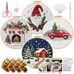 Christmas Embroidery DIY Kit – Handmade Fabric Embroidery Material Package for Holiday Crafts & Festive Home Décor