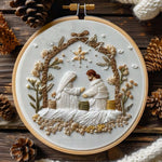 Christmas White Nativity Embroidery Kit – DIY Handmade Material Set for Holiday Needlework & Festive Home Décor